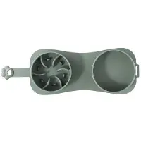 OEM Faltbares Tierfutterbett | Antirutsch-Design mit weichem Lederbezug, Reise-Sicherheits-System (grau)