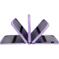 Merkloos Violettes Etui aus Polyurethan-Leder mit mehreren Fächern, geeignet für Stifte und Büroartikel