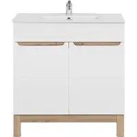 Xl Moebel Gmbh Weißer Waschtisch mit Unterschrank Hochwertige Waschbecken Badezimmer Möbel 80cm