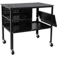 StarTech.com Werkbank auf Rollen - Klappbare Seitenablage - Stahlkonstruktion - 4 Lenkrollen, 2 mit Bremsen - Belastbarkeit bis 500 kg - Maße 111 × 60 × 85 cm - Schwarz