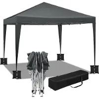 Markenlos Pavillon 3 x 3 m mit 4 Sandtaschen - wasserfest, stabil, anpassbare Höhe, anthrazit