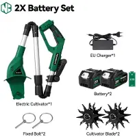 StarTech.com Elektrische Gartenfräse - Bodenhacke Kultivator - 21V 3,0Ah Akku enthalten - 15 cm Arbeitstiefe, 20 cm Arbeitsbreite - Klappbar - EU‑Stecker 100–240V