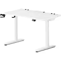 Diablo Chairs Elektrisch Gaming Tisch Schreibtisch PC Computertisch Ergonomisch Carbon Kopfhörerhaken Getränkehalter weiß, 1200 x 700 mm