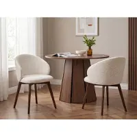 WFL GROUP 8er Set Esszimmerstuhl Melie in Creme Chenille, Polsterstuhl mit Buchenholzbeinen – Runde Rückenlehne, Bequemer Essstuhl für Esszimmer und Küche – Breite 54 cm, Sitzhöhe 50 cm, Poland