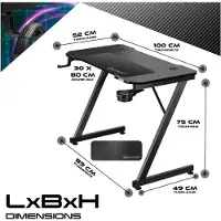 Kesser Gaming Tisch LED Z-Form, Kopfhörerhaken, ergonomisch, inkl. Mauspad & Getränkehalter