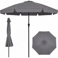 KOMFOTTEU 3M Sonnenschirm für den Garten, für den Außenbereich, Sonnenschutz, Terrassenschirm 30°, neigbar, Höhe 2,5 m, Kurbel & Lenkrad, 8 Rippen, für Picknick, Hof, Café