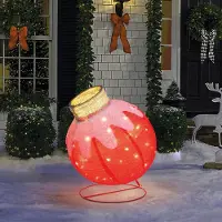 HomeShopXL Weihnachtsbeleuchtung mit Netzanschluss – Riesige Leuchtkugel XL 83 x 60 cm – Für Innen- & Überdachten Außenbereich - Rot – Warmweiße LEDs + Fernbedienung