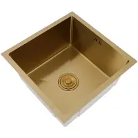 StarTech.com Küchenspüle - Einbauspüle 45x45 cm - Einzelbecken - Auflage-Montage - Edelstahl 304 - Mit Armatur - Gold