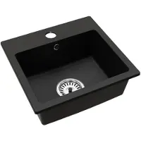Kondela Granit-Küchenspüle mit Siphon Donyk 44,2x41,5 cm - schwarz