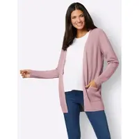 Sieh an! Strickjacke SIEH AN "Long-Strickjacke Longstrickjacke in Viskose-Qualität", Damen, Gr. 52, hortensie, Modisch, V-Ausschnitt, Strickjacken Strickjacke