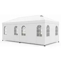 Costway Pop up Pavillon 3x6m, Partyzelt höhenverstellbar mit 6 Seitenwänden & Fenstern, Faltpavillon Gartenzelt mit Sonnenschutz Reflexstreifen Tasche