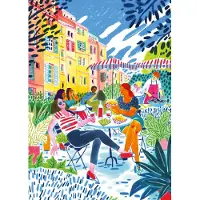 Pieces & Peace Puzzle Sonne Terrasse 1000 Teile buntes Legespiel