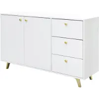 Masseno Kommode GALIO 140 cm Sideboard mit Schubladen und 4 Türen für Wohnzimmer Schlafzimmer Modern 140x41x86 cm Weiß