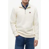 Tommy Hilfiger Sweatshirt TOMMY JEANS "TJM REGULAR BADGE QUARTER ZIP", Herren, Gr. XL, beige (calico), Sweatware, Obermaterial: 100% Baumwolle, regular fit normal, Rippbündchen, Sweatshirts Sweatshirt