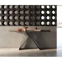 DELIFE Konsolentisch Edge Boot 180x40 cm Keramik Emperador Extra Lucidato Dunkelbraun Velio Metall Schwarz