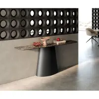DELIFE Konsolentisch Edge Boot 180x40 cm Keramik Emperador Extra Lucidato Dunkelbraun Conos Metall Schwarz