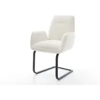 DELIFE Freischwinger Zoa-Flex Bouclé Soft Beige Freischwinger flach Schwarz Taschenfederkern