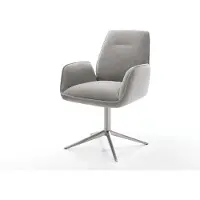 DELIFE Drehstuhl Zoa-Flex Strukturstoff Soft Grau Fußkreuz Edelstahl 360° drehbar Wippfunktion Taschenfederkern