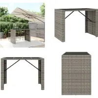 vidaXL Bartisch mit Glasplatte Grau 145x80x110 cm Poly Rattan - Bartisch Mit Glasplatte - Bartische Mit Glasplatten - Partytisch - Bistrotisch
