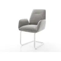 DELIFE Freischwinger Zoa-Flex Strukturstoff Soft Grau Freischwinger flach Weiß Taschenfederkern