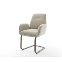 DELIFE Freischwinger Zoa-Flex Webstoff Soft Beige Freischwinger flach Effektfinish Titan Taschenfederkern