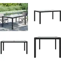 vidaXL Gartentisch 150x90x75 cm Gehärtetes Glas Poly Rattan Schwarz - Gartentisch - Gartentische - Tisch - Tische