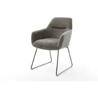 DELIFE Esszimmerstuhl Pejo-Flex Bouclé Soft Schlamm Kufengestell Schwarz Taschenfederkern
