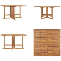 vidaXL Garten Esstisch Klappbar 110x110x75 cm Massivholz Teak - Garten-Esstisch - Garten-Esstische - Holz-Garten-Esstisch - Massivholz-Garten-Esstisch