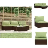 vidaXL 4-tlg. Garten-Lounge-Set mit Kissen Braun Poly Rattan - Gartenmöbel-Sets