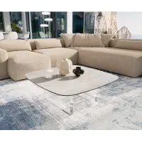 DELIFE Couchtisch Edge Boot 90x90 cm Keramik Onyx Champagne Lumia Acryl