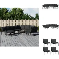 vidaXL 11-tlg. Garten-Lounge-Set mit Grauen Kissen Stahl - Gartenmöbel-Sets