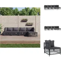 vidaXL 5-tlg. Garten-Lounge-Set mit Kissen Anthrazit Stahl - Gartenmöbel-Sets