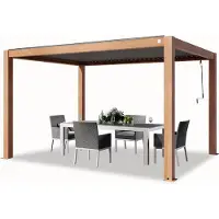 TOOLPORT PRIMEYARD Pergola 3x4 m Aluminium Pfosten in Holzoptik mit Lamellendach aus Aluminium