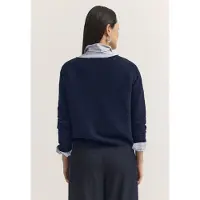 Bugatti Rundhalspullover "Regular Fit", Damen, Gr. L, blau (390, marine), 100% Baumwolle, unifarben, regular fit, Rundhals, Pullover Rundhalspullover, Regular Fit Baumwolle Rundhals
