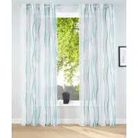Otto Home Gardine "Dimona" Gr. 3, weiß (weiß, petrol), B:140cm H:225cm, Voile, Polyester, Gardinen, Gardine, 2-er Set, transparent, Voile, Polyester, Wellen