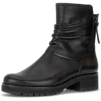 Gabor Stiefeletten 8028, Glattleder schwarz, 2,5 cm Absatz, 18 cm Schafthöhe, Weite G, Biker-Stil, herausnehmbare Innensohle