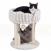 KOMFOTTEU Kratzbaum klein mit weicher Sitzfläche , 2 Sisalstämmen & Spielball