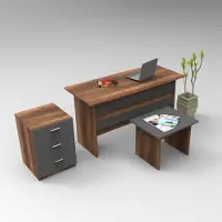 Skye Decor , Vo9-Ba, Büromöbel-Set, Nussbaum, 100 % MELAMINBESCHICHTETE SPANPLATTEN, 140 x 60 x 73,8 cm