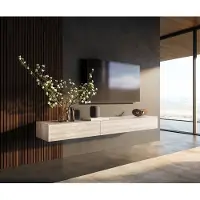 DELIFE Lowboard Cuor 200 cm Keramik Laminam Travertino Bianco Creme-Weiß 1 Klappe 1 Schubfach Schwebend