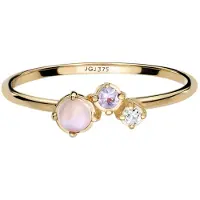 Elli DIAMONDS Silberring "Ring mit Opal Mondstein Diamant im Brillantschliff (0.015 ct) 375 Gelbgold" Gr. 56, gold, Fingerringe, Damen, 56, Gelbgold 375, Silberring