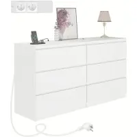 Sonstiges 2er-Set Kommode Weiß 3 Schubladen mit 2 USB-Ports & 2 AC-Anschlüssen 70x40x75cm