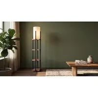 KAWOLA Stehlampe AMARIS Stoff schwarz kupfer