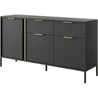 3Xeliving Breite Kommode für Wohn- und Schlafzimmer, Anthrazit, 153 x 39, 5 x 81, 4 cm