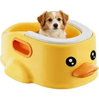 Markenlos Tragbare Hundebadewanne in Entenform mit weicher Polsterung und Griff – Badestation zum Duschen, Pflegen, Schwimmen und Spielen im Badezimmer, im Tiergeschäft oder im Freien