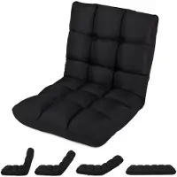 Costway Relaxsessel verstellbar, Bodenstuhl Bodensessel gepolstert, Bodenkissen mit Rückenlehne, Meditationsstuhl, Fensterstuhl Rabenschwarz