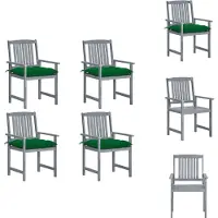 vidaXL Gartenstühle mit Kissen 4 Stk. Grau Massivholz Akazie - Gartenstühle