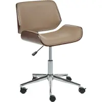 Beliani Bürostuhl Beige Kunstleder Drehbar Bremsbare Rollen Gasdruckfeder Höhenverstellbar Drehbar ohne Armlehnen Retro Drehstuhl Arbeitshocker