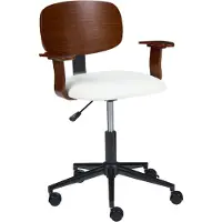 Beliani Schreibtischstuhl Braun / Weiß Kunstleder Holzoptik Drehbar Höhenverstellbar Retro Stil Modernes Design Bürostuhl Homeoffice