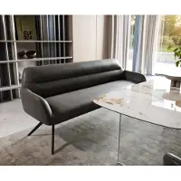 DELIFE Esszimmerbank Taya-Flex 200 cm Mikrofaser Anthrazit Vintage Kreuzgestell kantig Schwarz Taschenfederkern