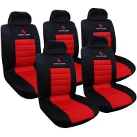 BellaFurn 5-teiliges Set universeller Autositzbezüge schwarz-rot | Schwarz-Rot